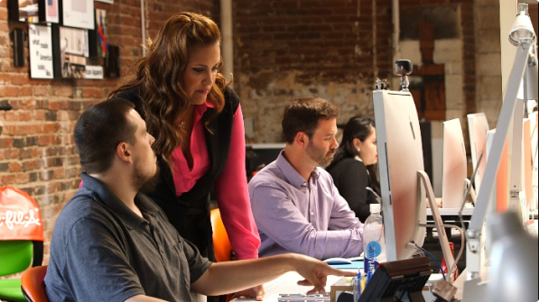 Colleagues working in an office